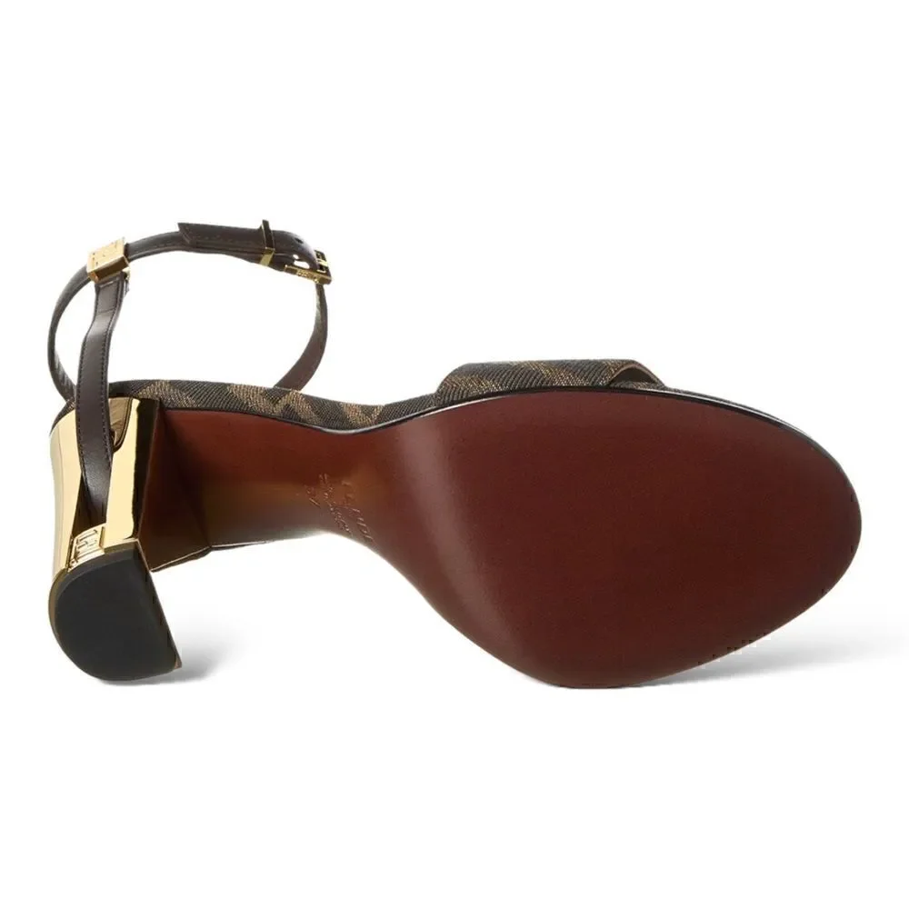 FENDI DELFINA FF & LEATHER SANDAL | Size: 38 |